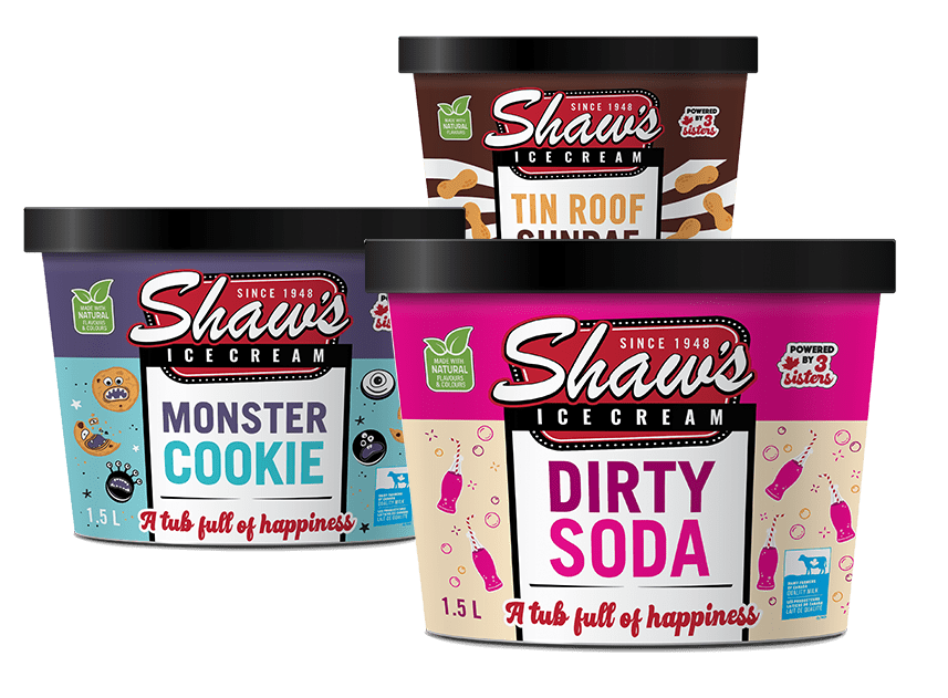 various shaw's ice cream tubs