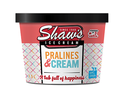shaw's pralines and cream ice cream tub
